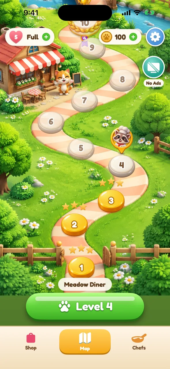 The map with the path from place to place